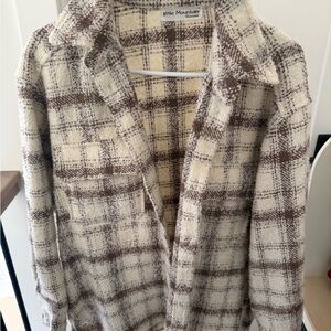 Little Mountain Women's Checkered Blazer - Cream and Brown